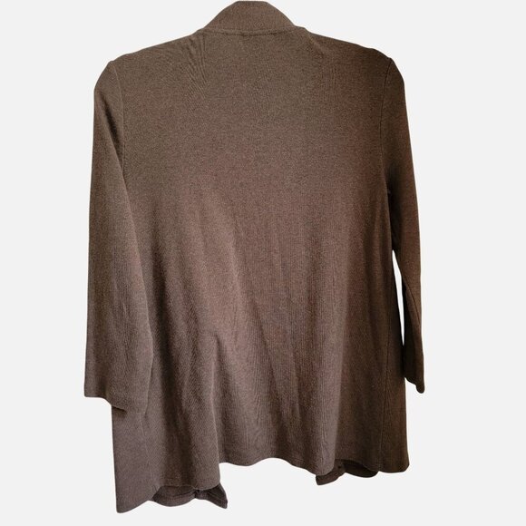 Rafaella Taupe Open-Front Cardigan With Gold Stud Details Long Sleeves Cotton/Po - Picture 7 of 8